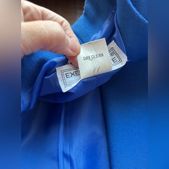 Executive Suite Women's 12 Cobalt Blue Vintage Skirt Blazer Two Piece Lined Set - Picture 8 of 10